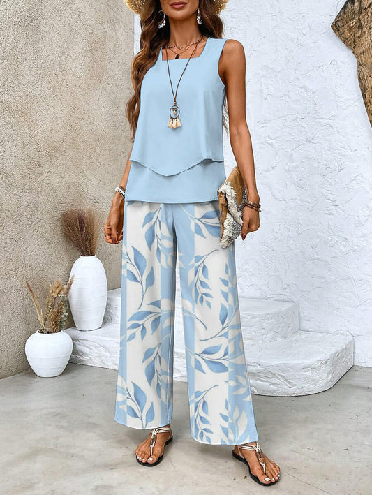 Conjunto Chic: Top sin Mangas y Pantalón Ancho