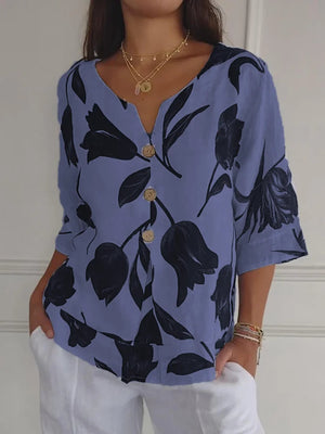 Blusa Estampada con Botones de Madera