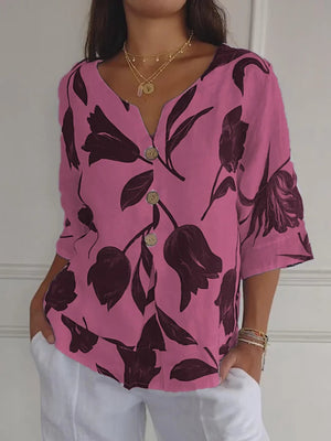 Blusa Estampada con Botones de Madera