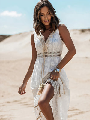 Vestido Midi Bohemio con Encaje Delicado