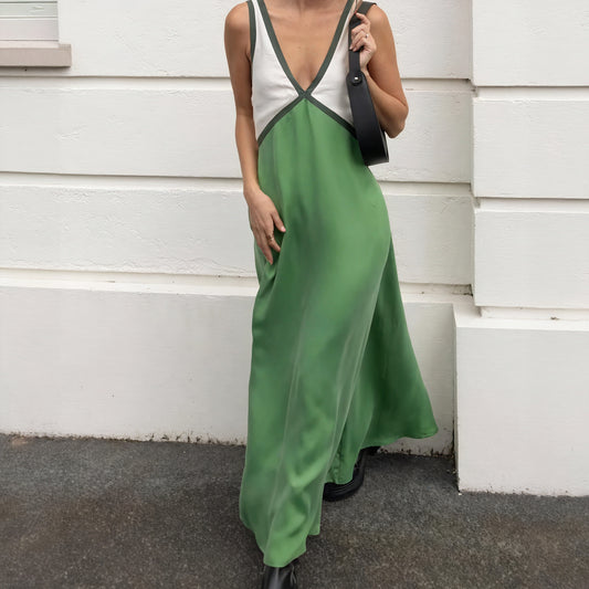 Vestido Midi Color Block Elegante y Moderno