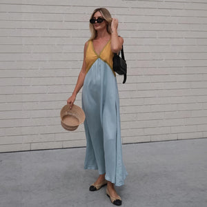 Vestido Midi Color Block Elegante y Moderno