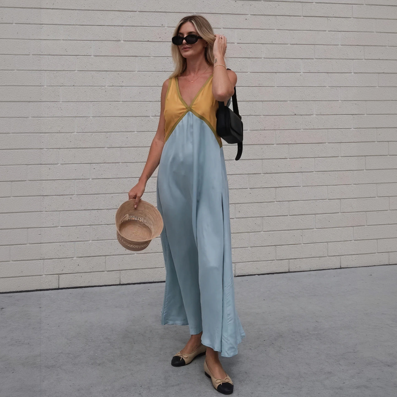 Vestido Midi Color Block Elegante y Moderno
