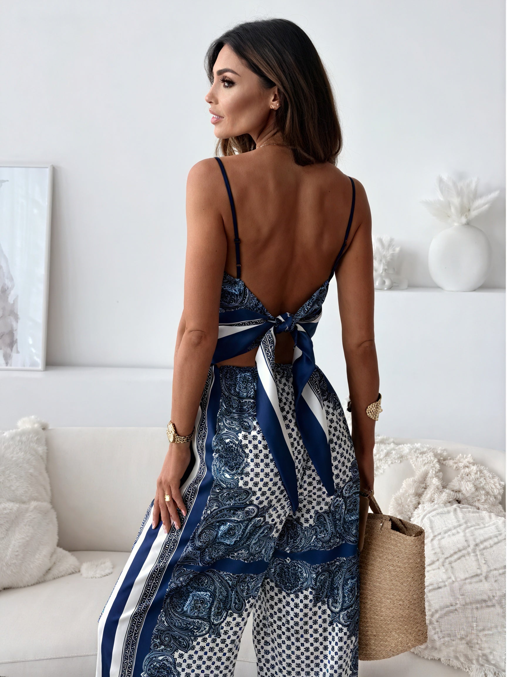 Conjunto Palazzo Estampado Geométrico Chic