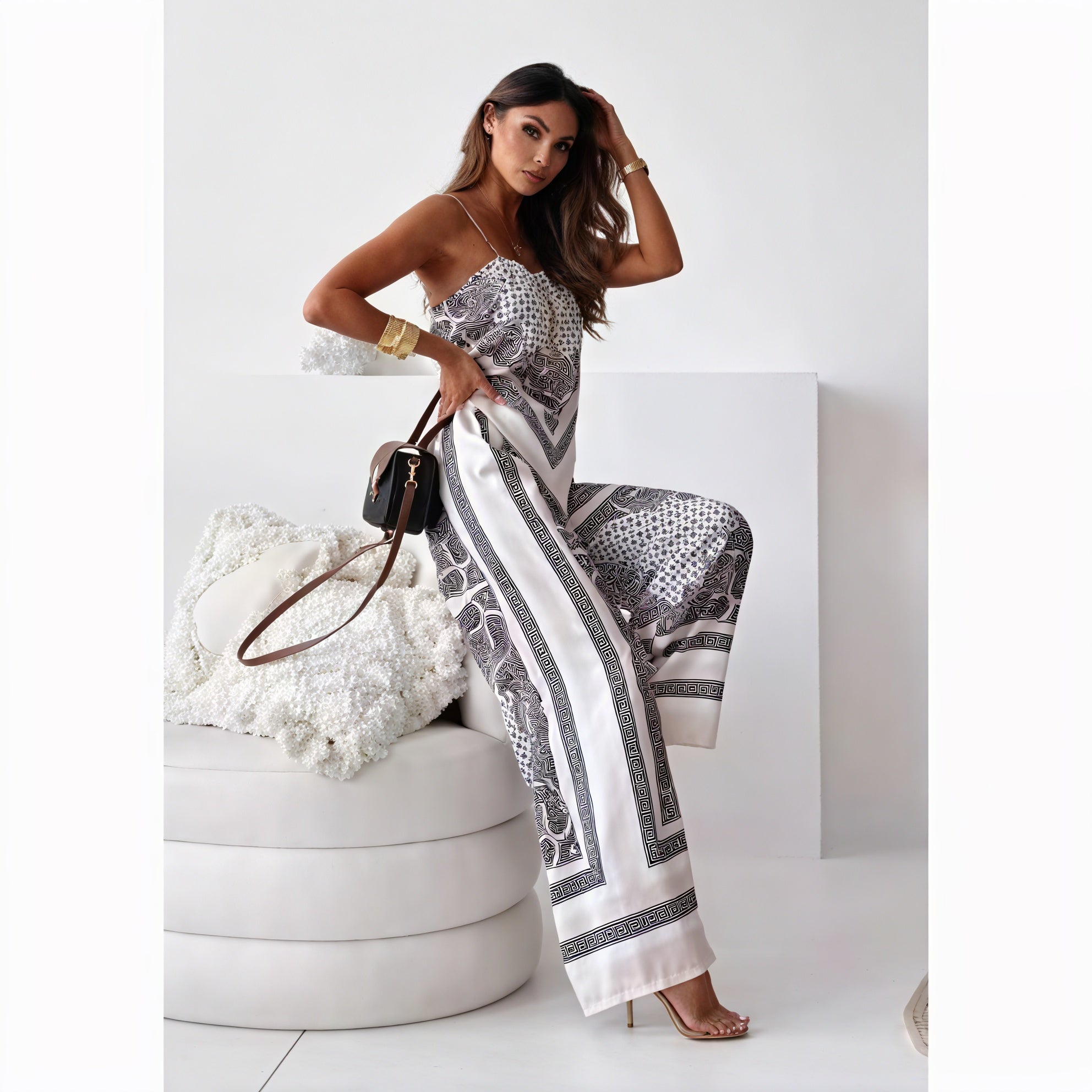 Conjunto Palazzo Estampado Geométrico Chic