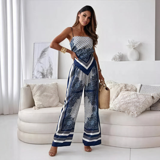 Conjunto Palazzo Estampado Geométrico Chic