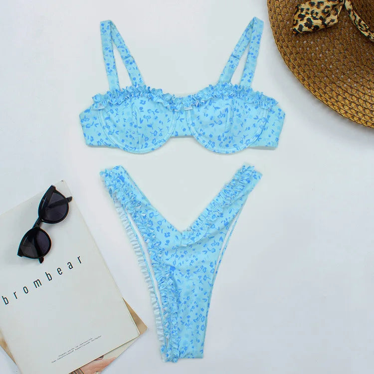 Traje de Baño Floral con Volantes