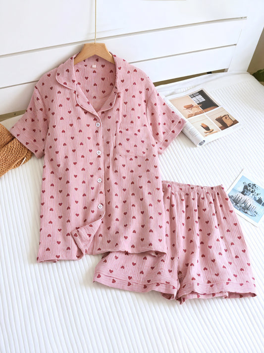Conjunto de Pijama Corazón Cómodo