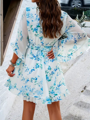 Vestido Floral Cruzado con Volantes