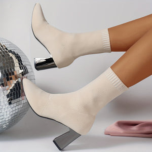 Botines Tejidos Modernos con Tacón Geométrico