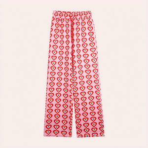 Pantalones Fluidos Estampado Corazones