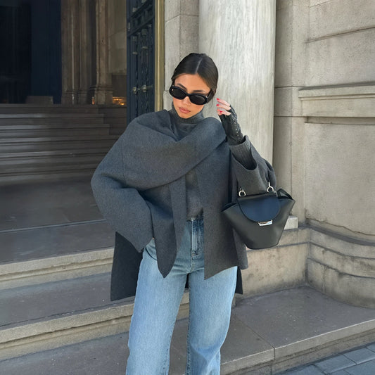 Abrigo Elegante con Cuello Envolvente