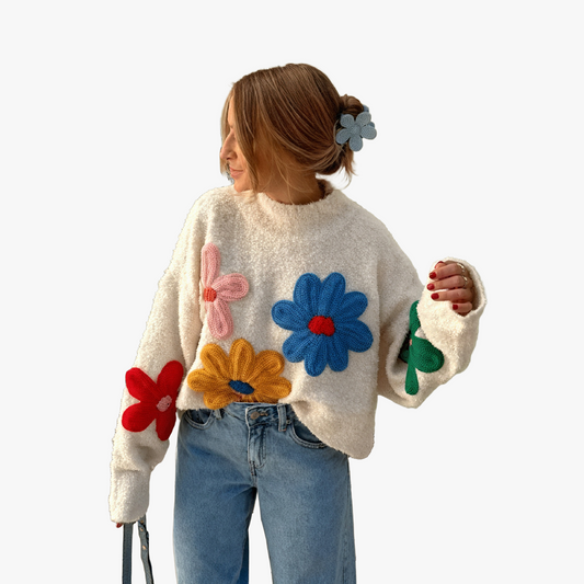 Suéter Oversized con Apliques Florales