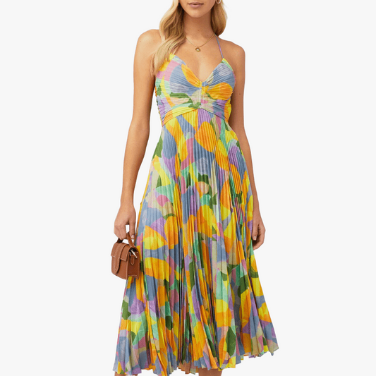 Vestido Midi con Diseño Plisado