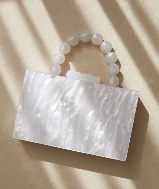 Clutch Rectangular con Asa de Cuentas