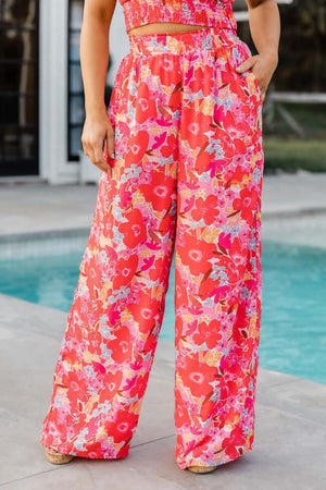 Conjunto Floral Top Corto y Pantalón Palazzo