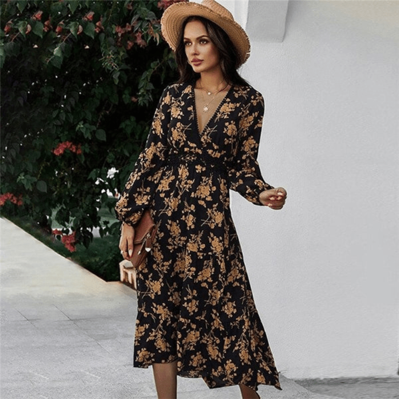 Vestido Bohemio con Escote en V