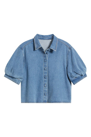 Camisa Denim Manga Abullonada