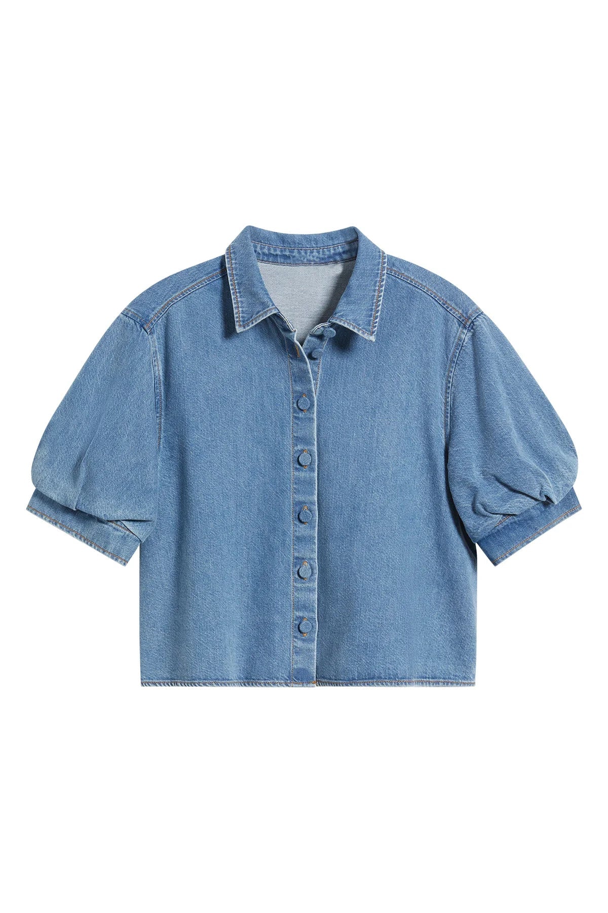 Camisa Denim Manga Abullonada