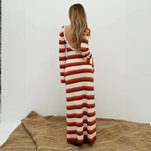 Vestido Maxi de Punto con Rayas Horizontales