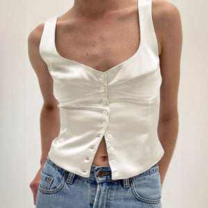 Top Chic con Botones y Escote Cuadrado
