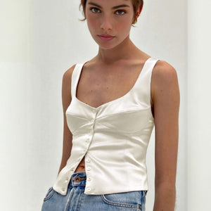Top Chic con Botones y Escote Cuadrado