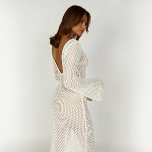 Vestido Bohemio Fluido con Detalle Tejido
