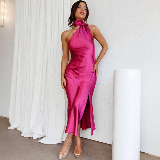 Vestido Asimétrico Halter Elegante