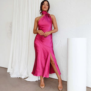 Vestido Asimétrico Halter Elegante