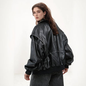 Chaqueta Bomber Moderna con Costuras en Contraste