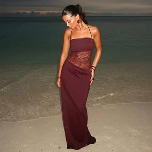 Vestido Largo de Encaje con Aberturas Chic