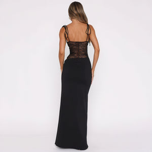 Vestido Largo de Encaje con Aberturas Chic