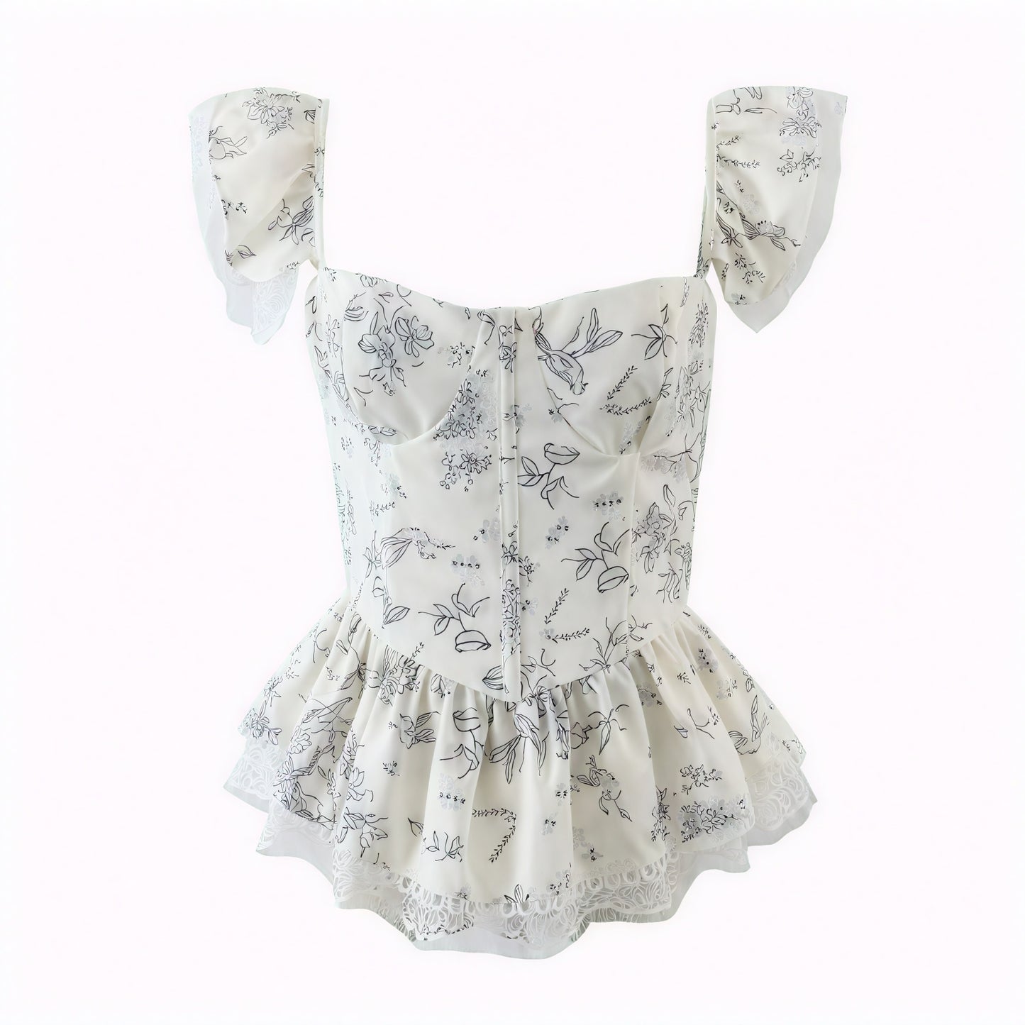Top Romántico con Estampado Floral y Detalles de Encaje