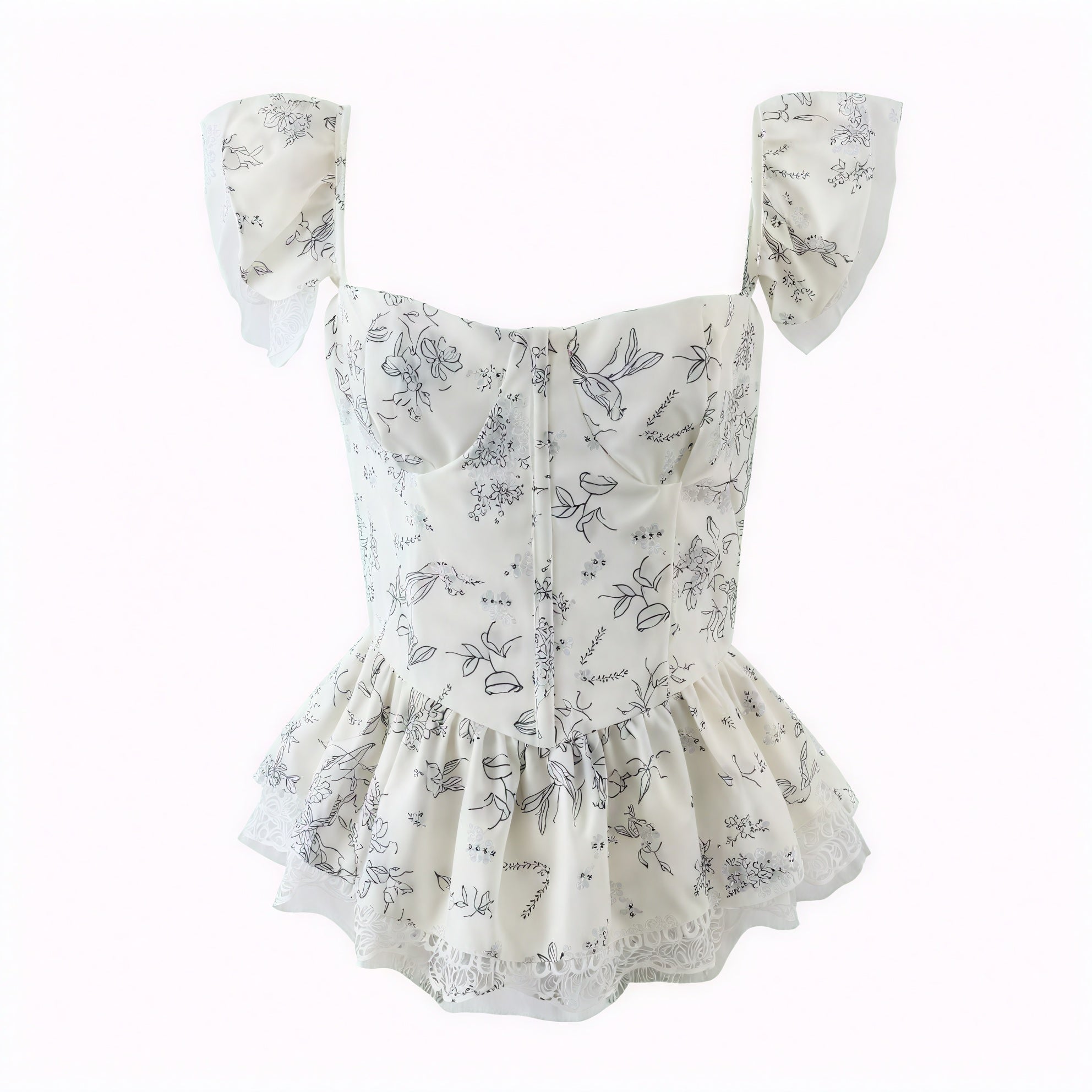 Top Romántico con Estampado Floral y Detalles de Encaje