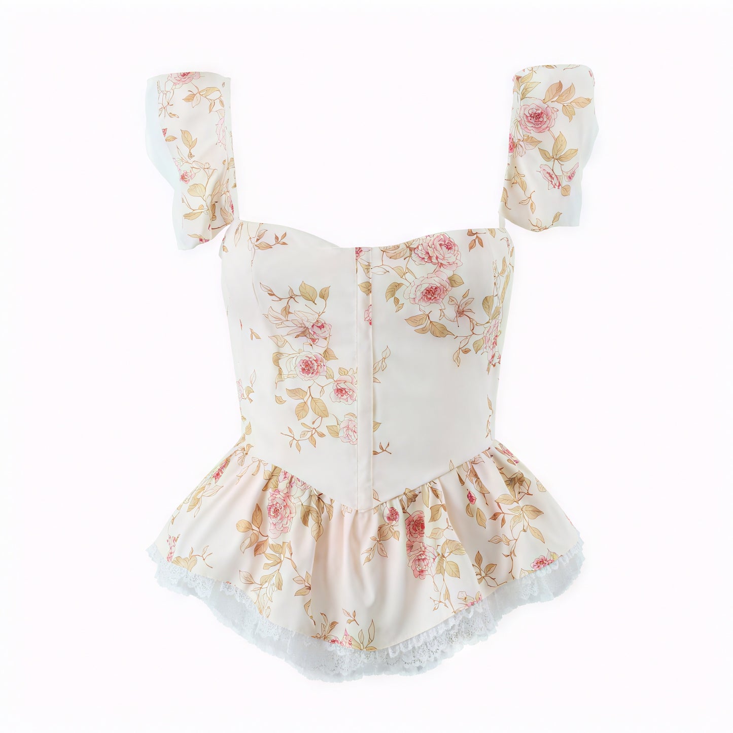 Top Romántico con Estampado Floral y Detalles de Encaje