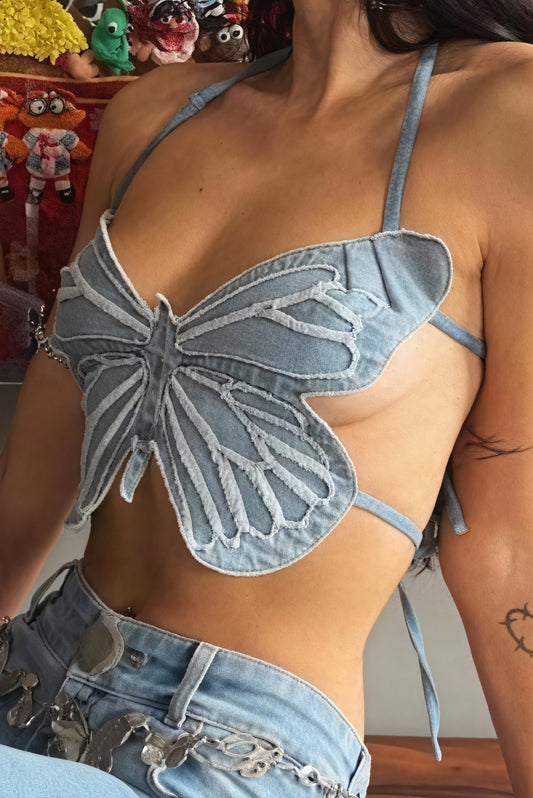 Top Mariposa Texturizado con Tirantes