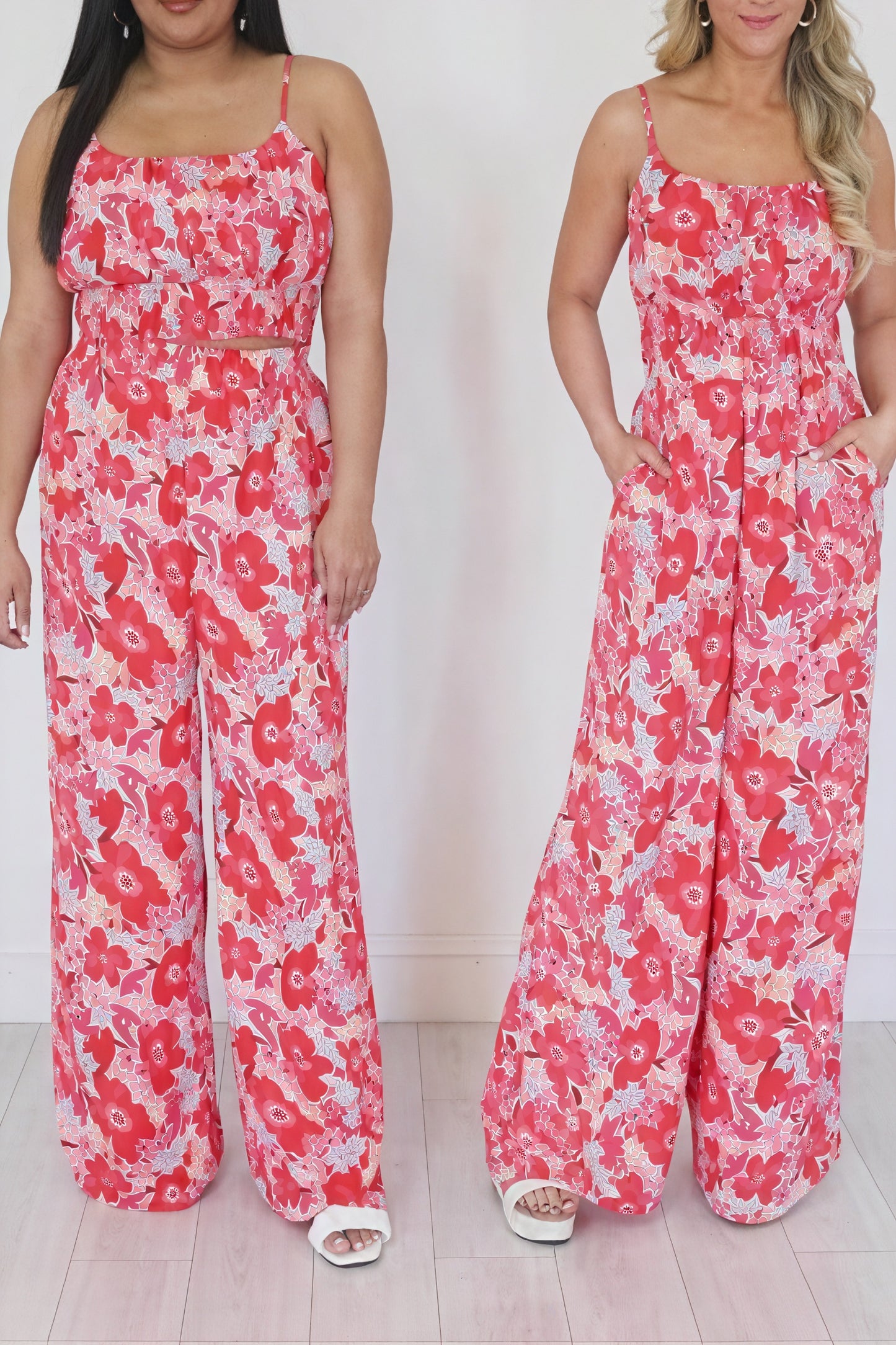 Conjunto Floral Top Corto y Pantalón Palazzo