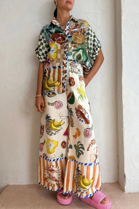 Conjunto Tropical Estampado Frutas