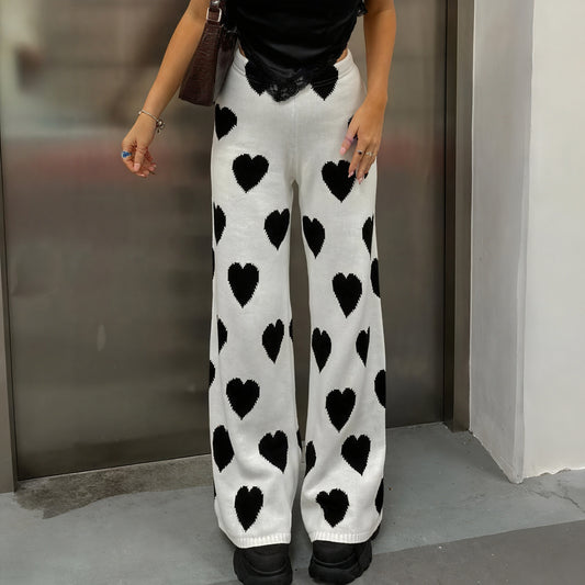 Pantalón Knit Corazones de Cintura Alta