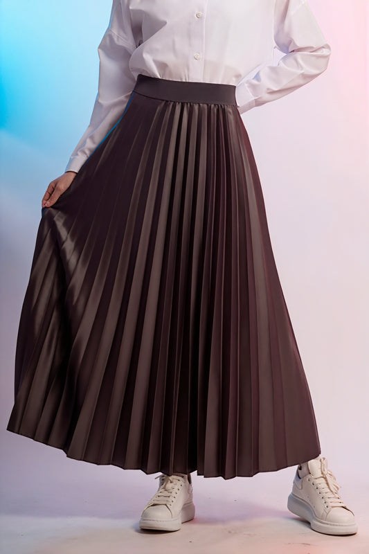Falda Midi Plisada con Detalle de Tul