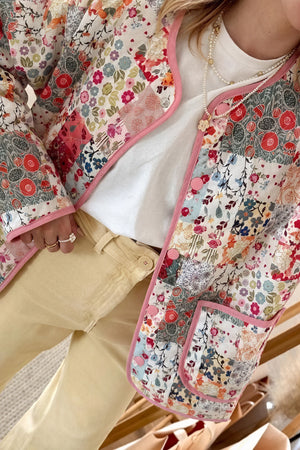Chaqueta Patchwork Floral Estilo Bohemio Chic