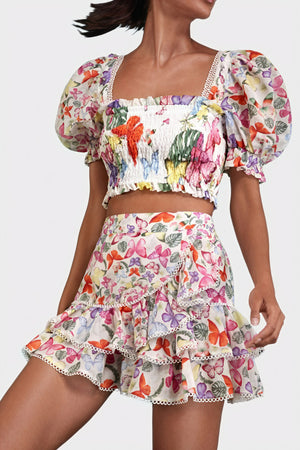 Conjunto Top y Falda Estampado Floral