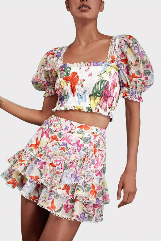 Conjunto Top y Falda Estampado Floral