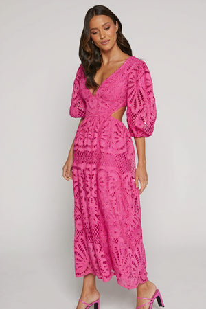 Vestido Midi Encaje Detalle Cut-Out