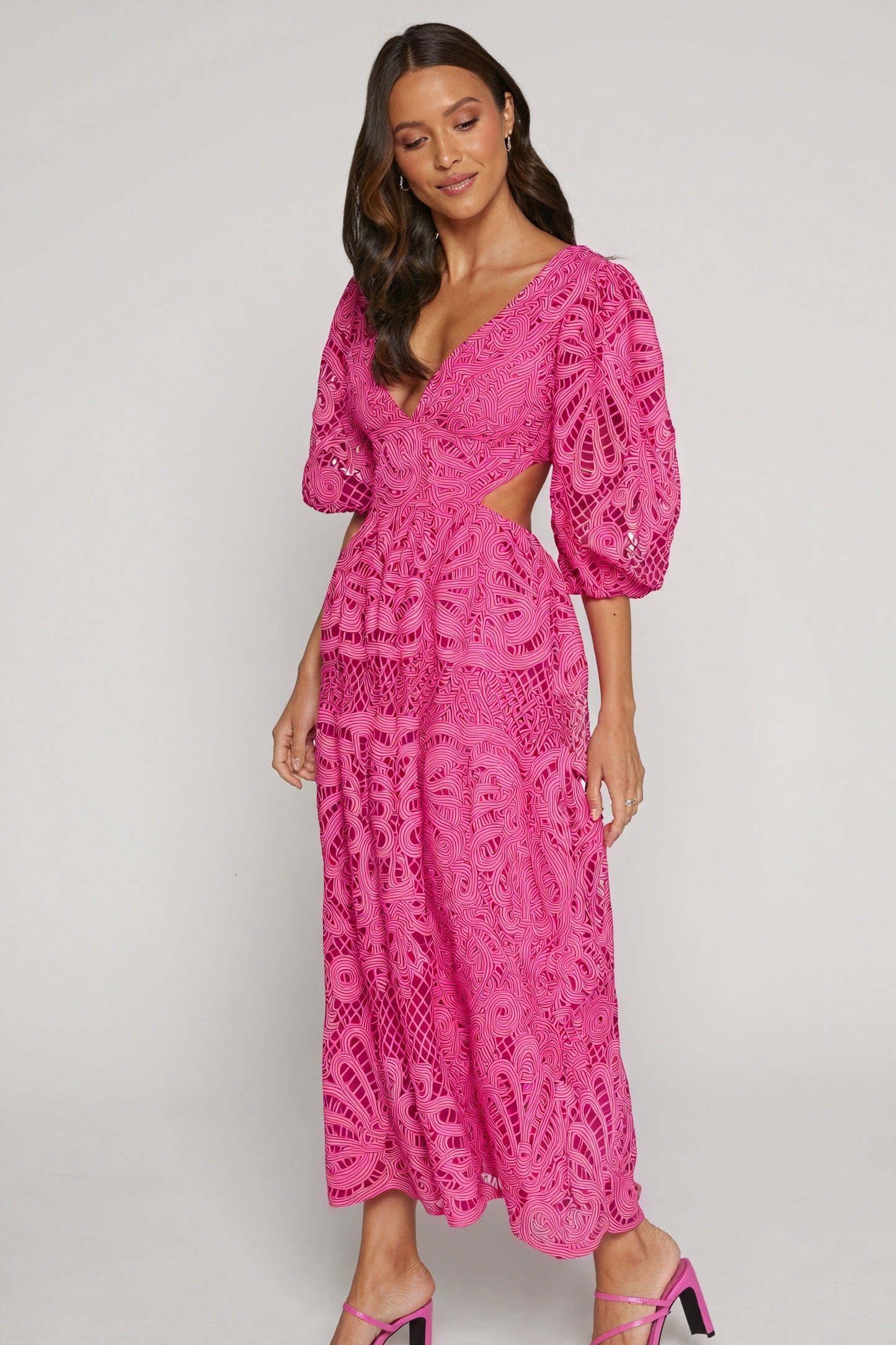 Vestido Midi Encaje Detalle Cut-Out