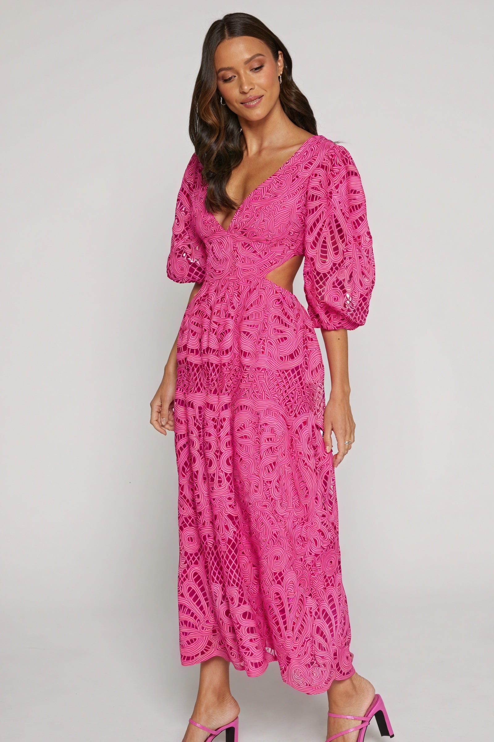 Vestido Midi Encaje Detalle Cut-Out