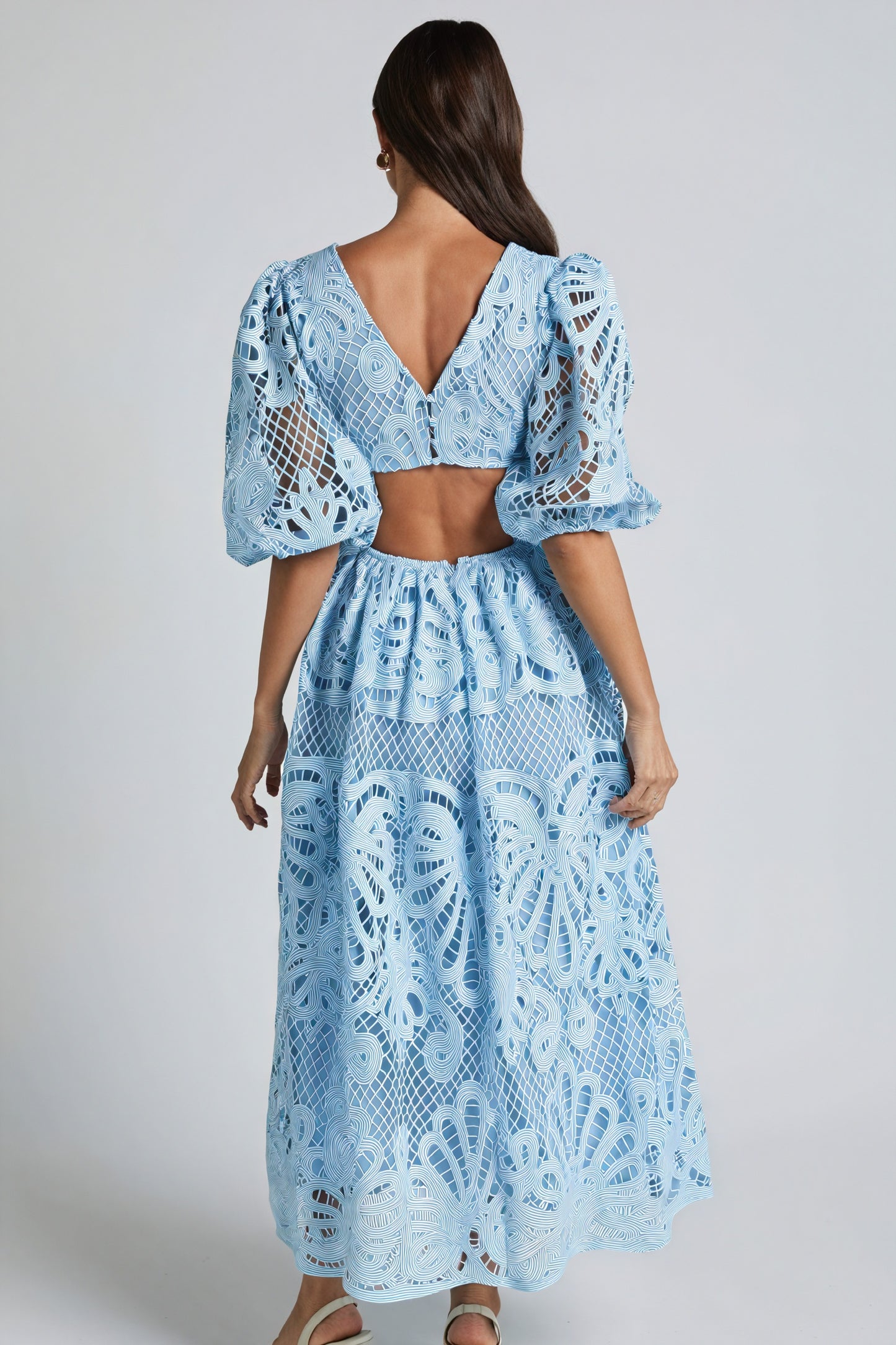 Vestido Midi Encaje Detalle Cut-Out