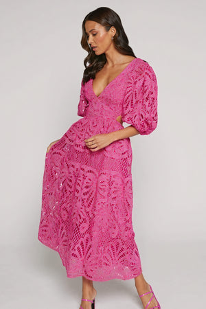 Vestido Midi Encaje Detalle Cut-Out