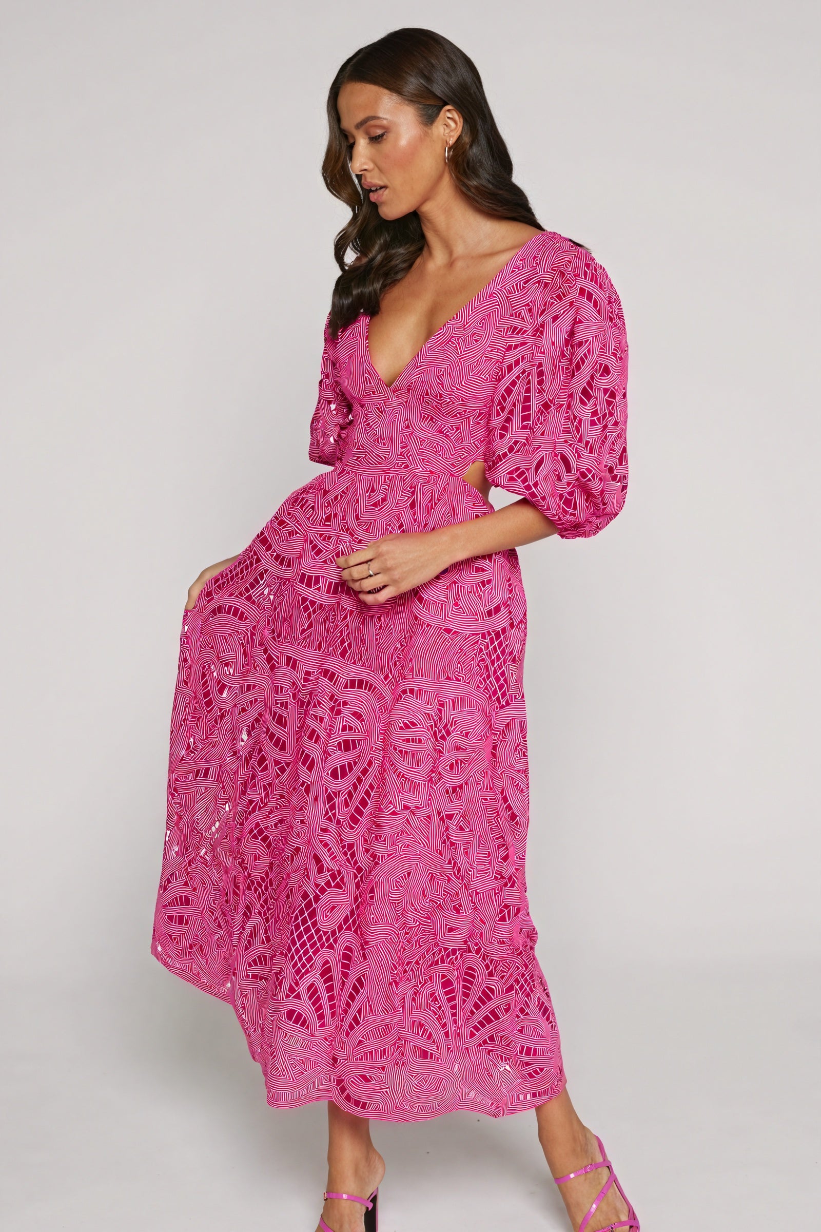 Vestido Midi Encaje Detalle Cut-Out