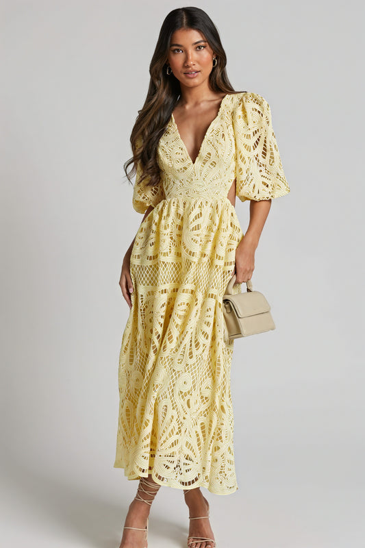 Vestido Midi Encaje Detalle Cut-Out